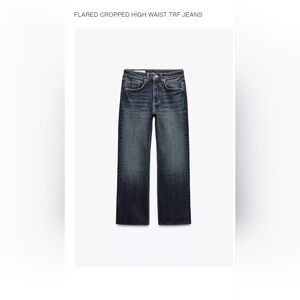 Zara Womens s Flared Cropped High Waist Jeans - Dark Blue 6